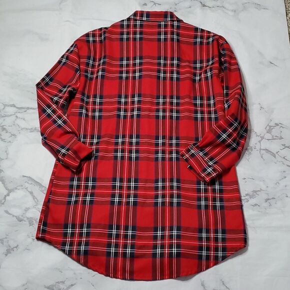 Pink Lily Black & Red Plaid Button Front Sleep Shirt - Picture 5 of 7